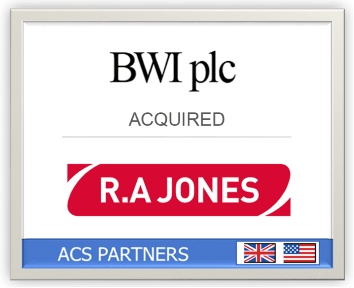 BWI plc acquired US packaging machinery manufacturer, R.A Jones.